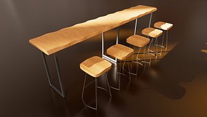 Industrial Wood Bar 3D model model