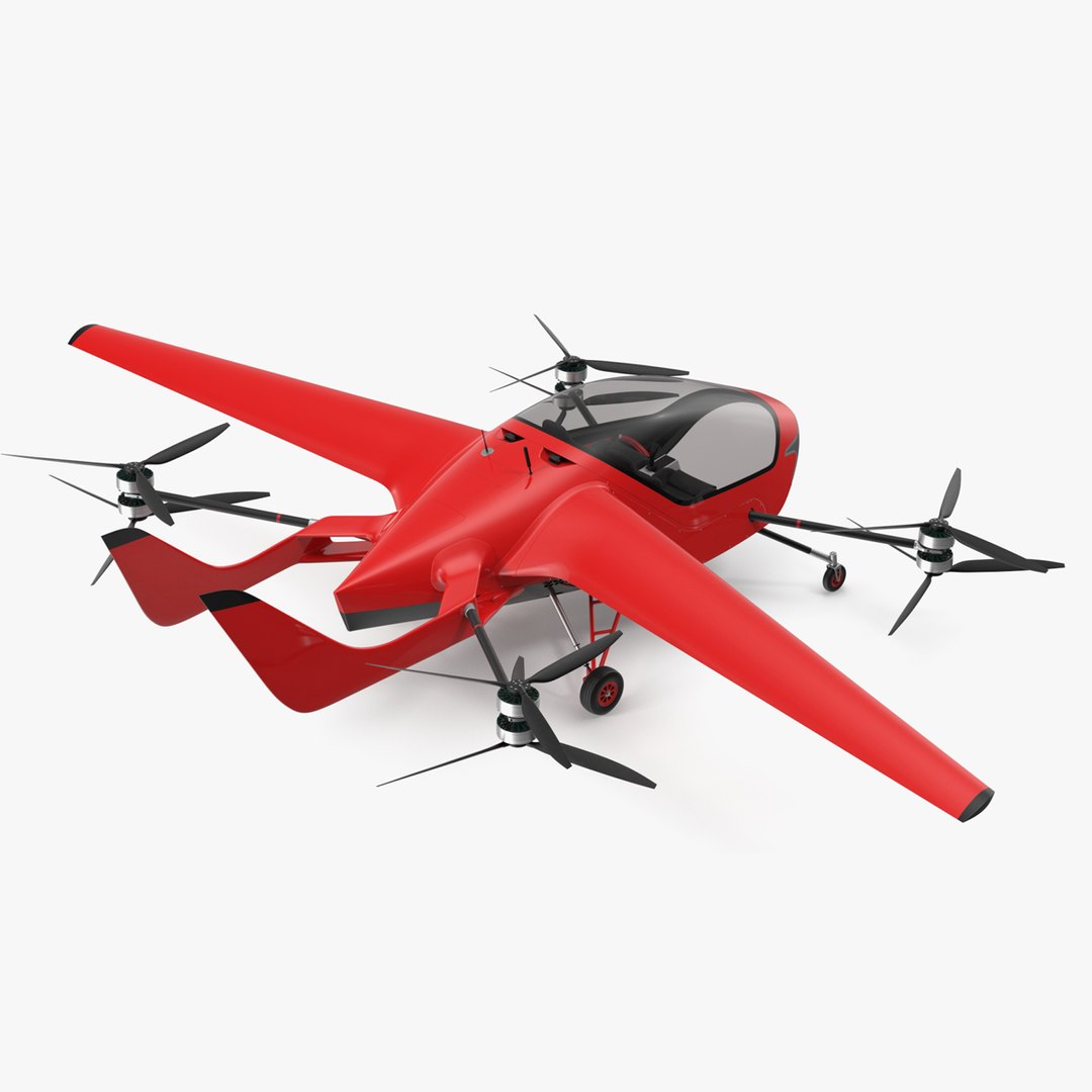 3D Personal Electric Aircraft Red Rigged for Maya model - TurboSquid ...