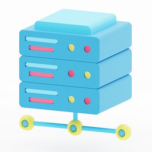 Computer network server 3d icon represented with several connected routers called dedicated server