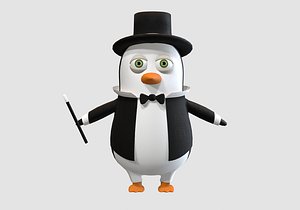 3D magician cartoon penguin