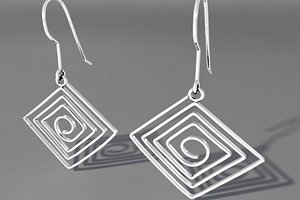 3d model silver earrings