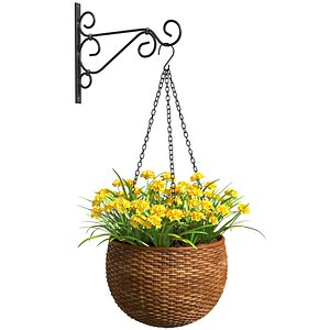 Hanging basket flowerpot rattan pot with flowers