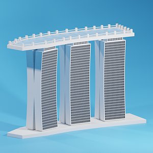 3D Singapore Marina Bay Sands Hotel model