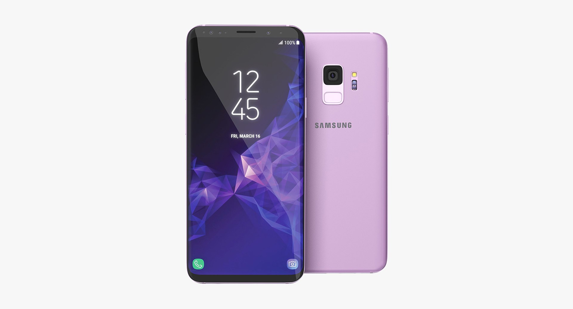 Samsung Galaxy S9 Lilac Purple 3D Model 3D model preview