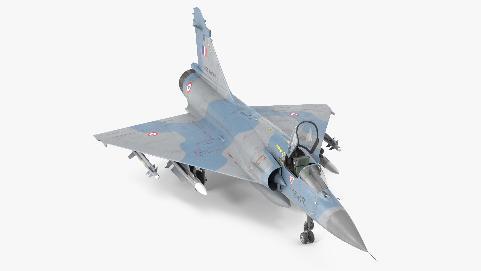 French Air Force Mirage 2000C with Armament 3D model preview