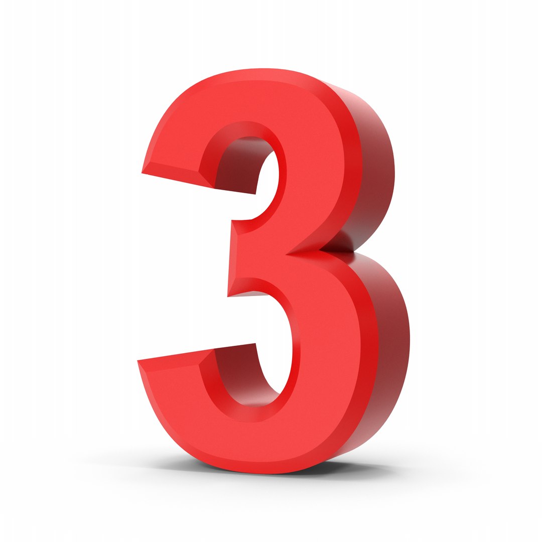 Red Number 3 3D - TurboSquid 2241937