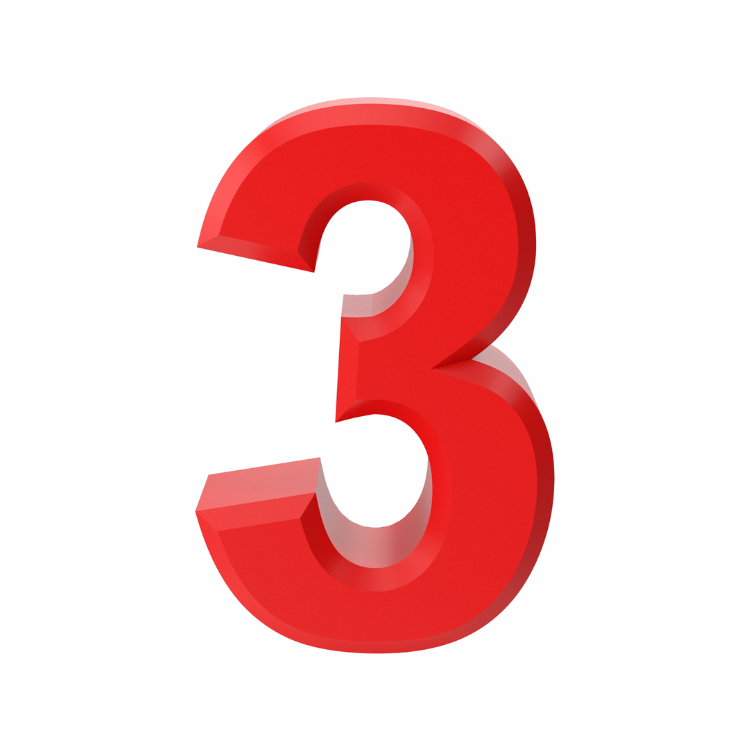 Red Number 3 3D - TurboSquid 2241937