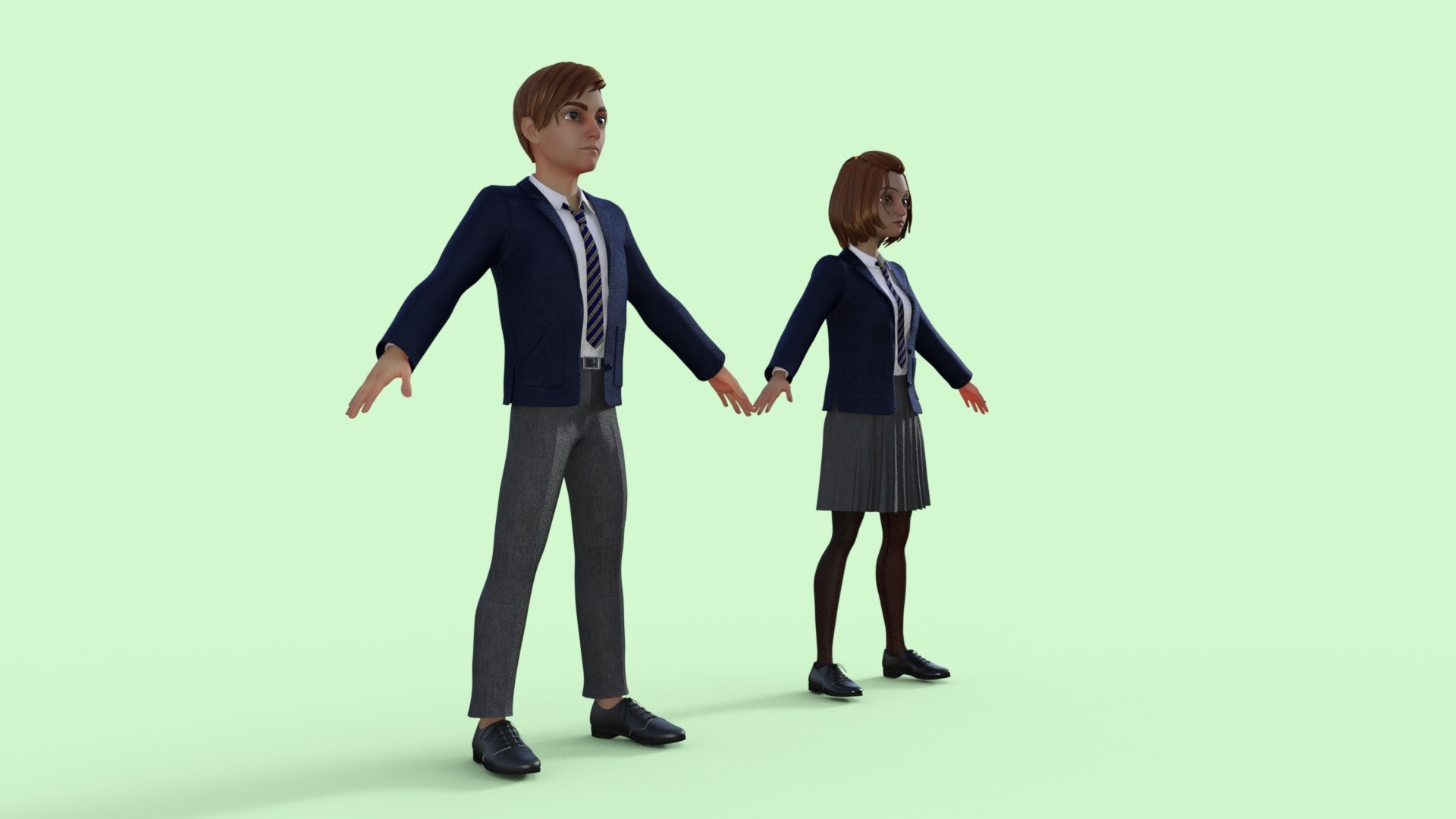 3D High School Student Girl And Boy Model - TurboSquid 2097669
