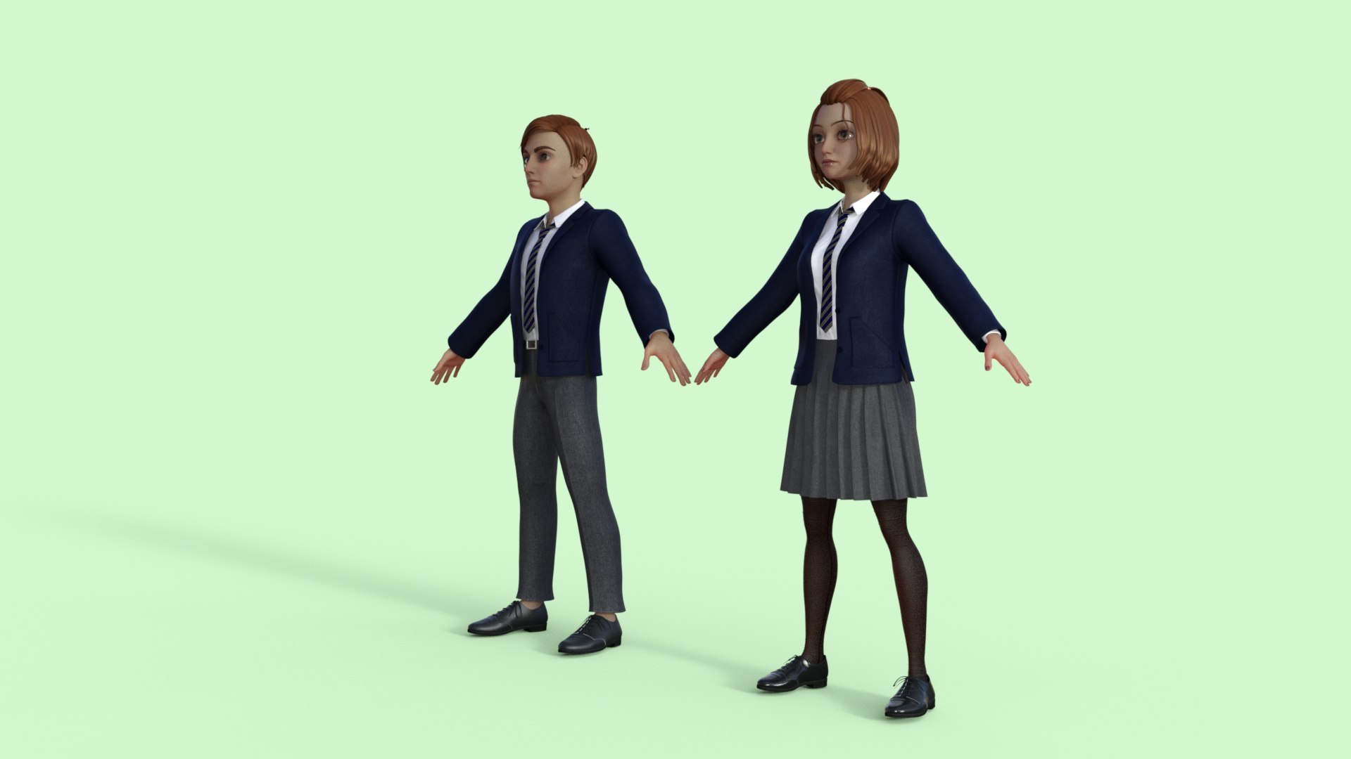 3D High School Student Girl And Boy Model - TurboSquid 2097669