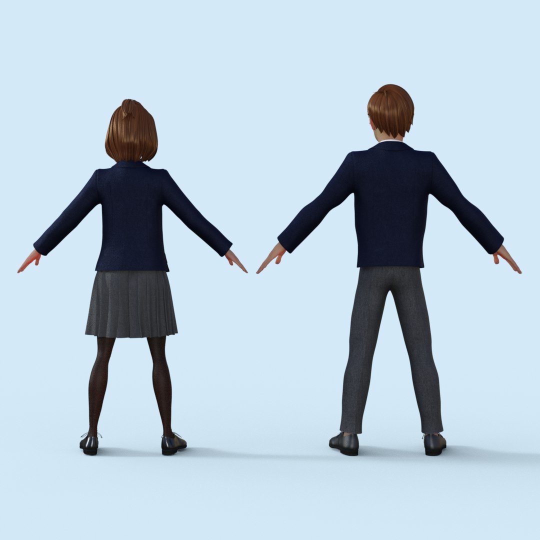3D High School Student Girl And Boy Model - TurboSquid 2097669
