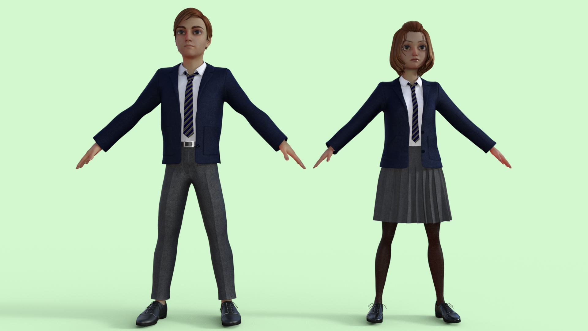 3D High school student Girl and Boy model - TurboSquid 2097669