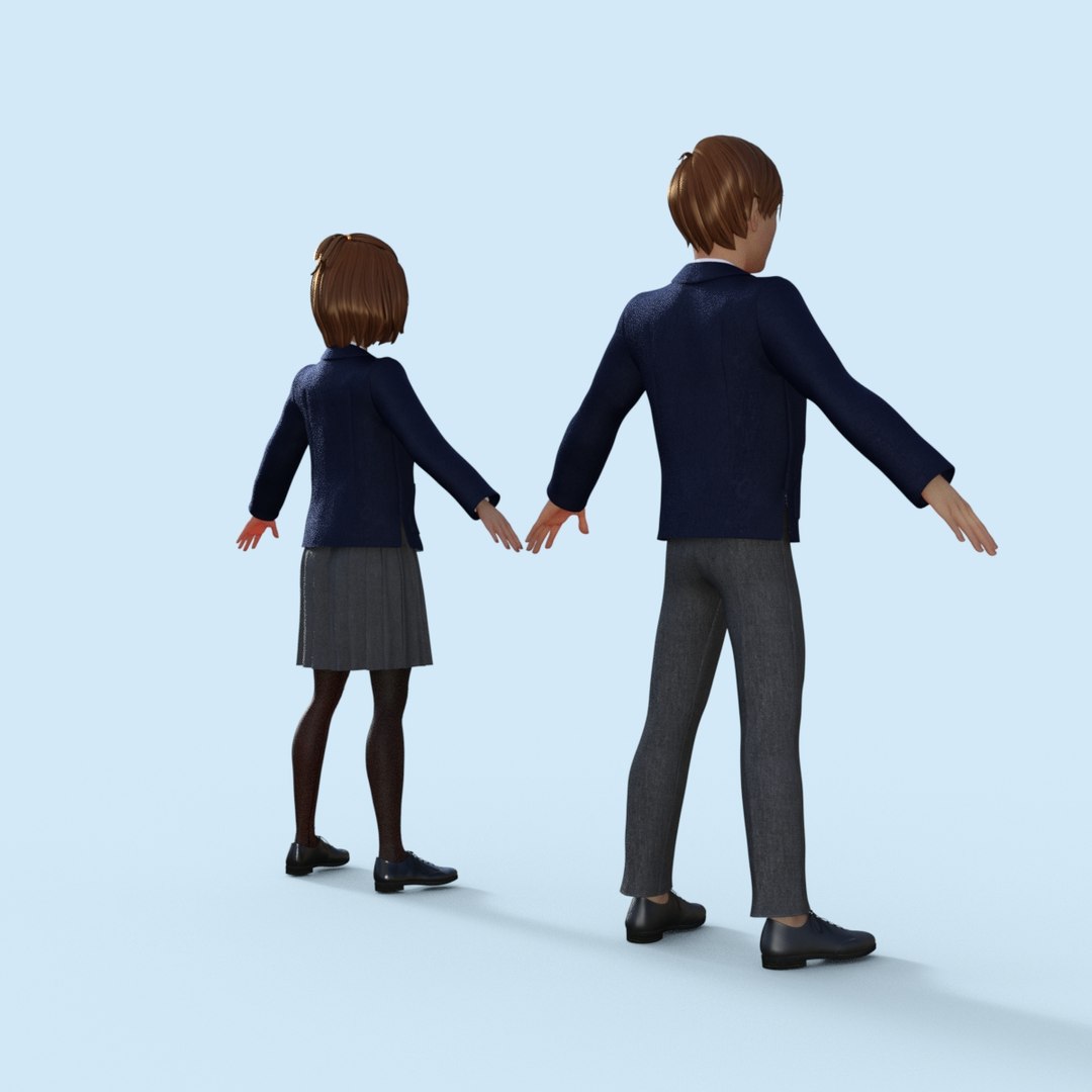 3D High School Student Girl And Boy Model - TurboSquid 2097669