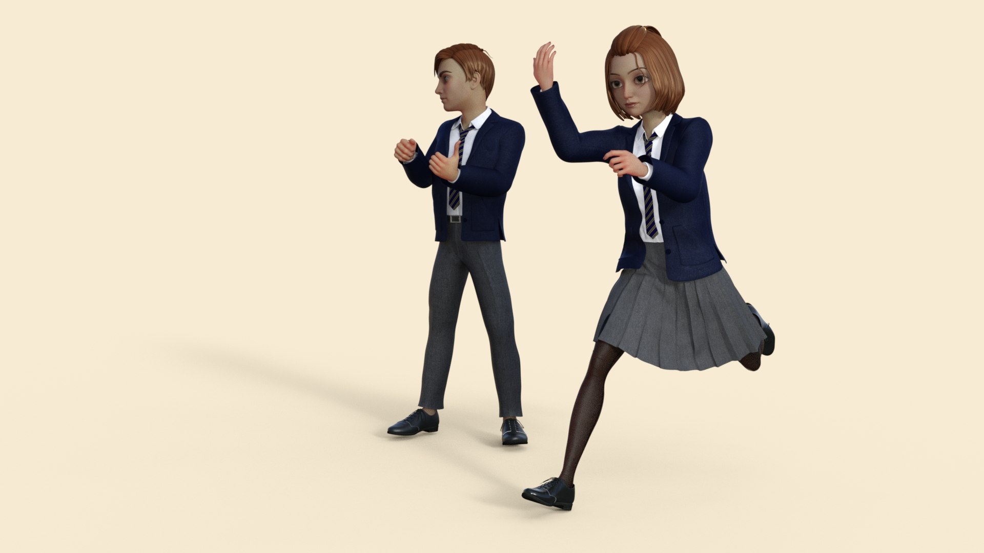3D High School Student Girl And Boy Model - TurboSquid 2097669