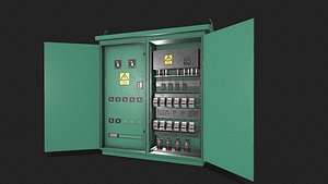 3D Electric Fuse Box Green