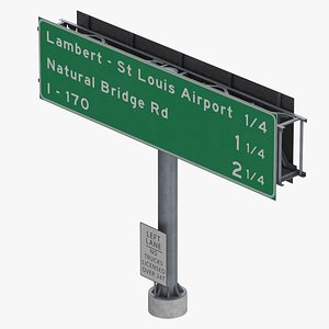 Green Direction Highway Signs 04 Blank and Labeled 3D model