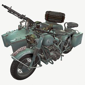 German motorcycle withsidecar WW2 ShwarzGrau