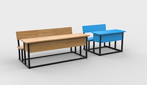 student desk 04 3D model 3D model