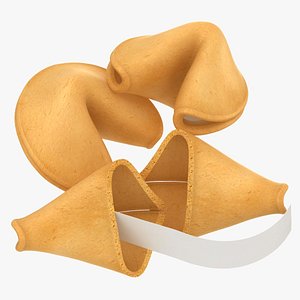 3D realistic broken fortune cookies