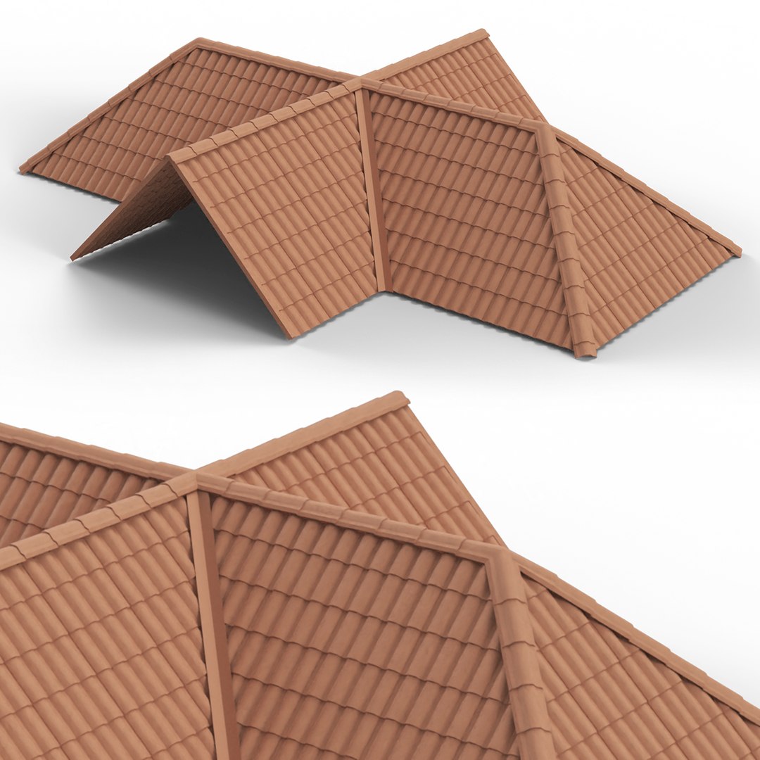 Corrugated Roof Structure Terracotta 3D model preview