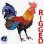 3d rooster rigged