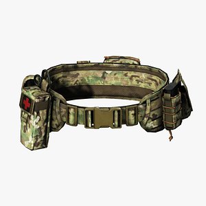 3D Tactical Camo Combat Belt - Game Ready 3D Model model