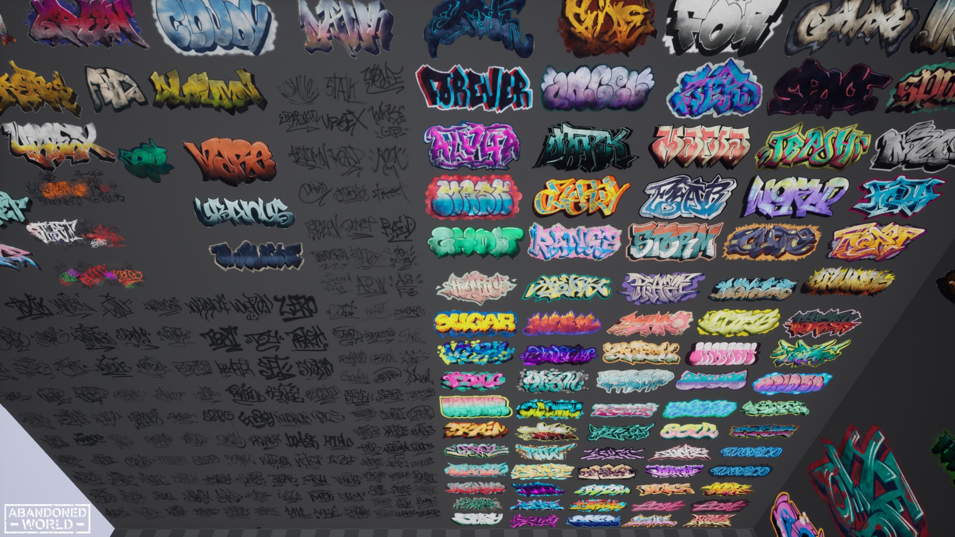 Graffiti Pack Decals 5 in 1 for UE4 and Unity 3D https://p.turbosquid.com/ts-thumb/FB/sHrjwK/av/screenshot00002/jpg/1657615191/1920x1080/fit_q87/609d43ab31493d91e17ded12ec7cf05caaae48e6/screenshot00002.jpg