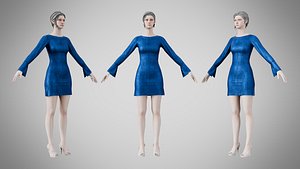 3D Dress 51 Sapphire Velvet With Design model