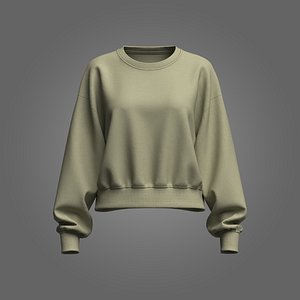 Female Loose Fit Split Sleeve Crop Sweatshirt