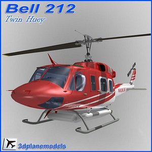 bell 212 huey helicopter 3d model
