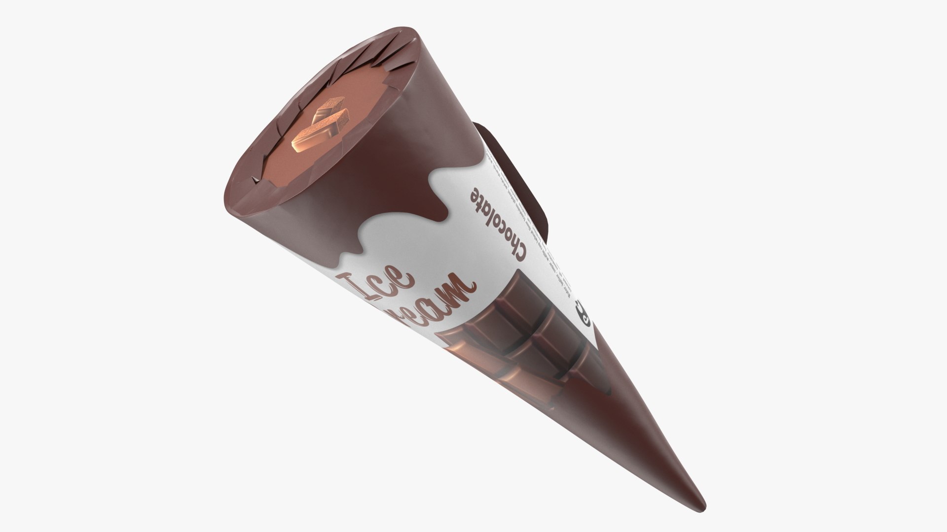 Cone Ice Cream Package Mockup Chocolate 3D model preview