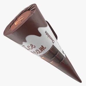 3D Cone Ice Cream Package Mockup Chocolate model