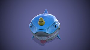 Shark Toon 3D Print Model - White and Full Color versions
