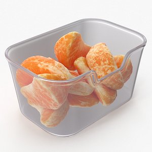 3D Mandarin Slices in Container