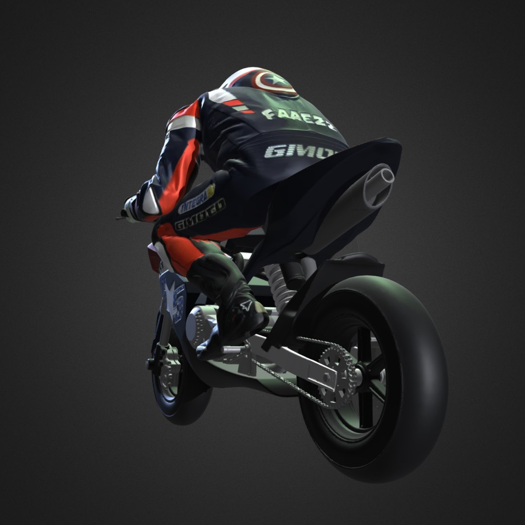 3d Model Of Racing Motorbike Driver