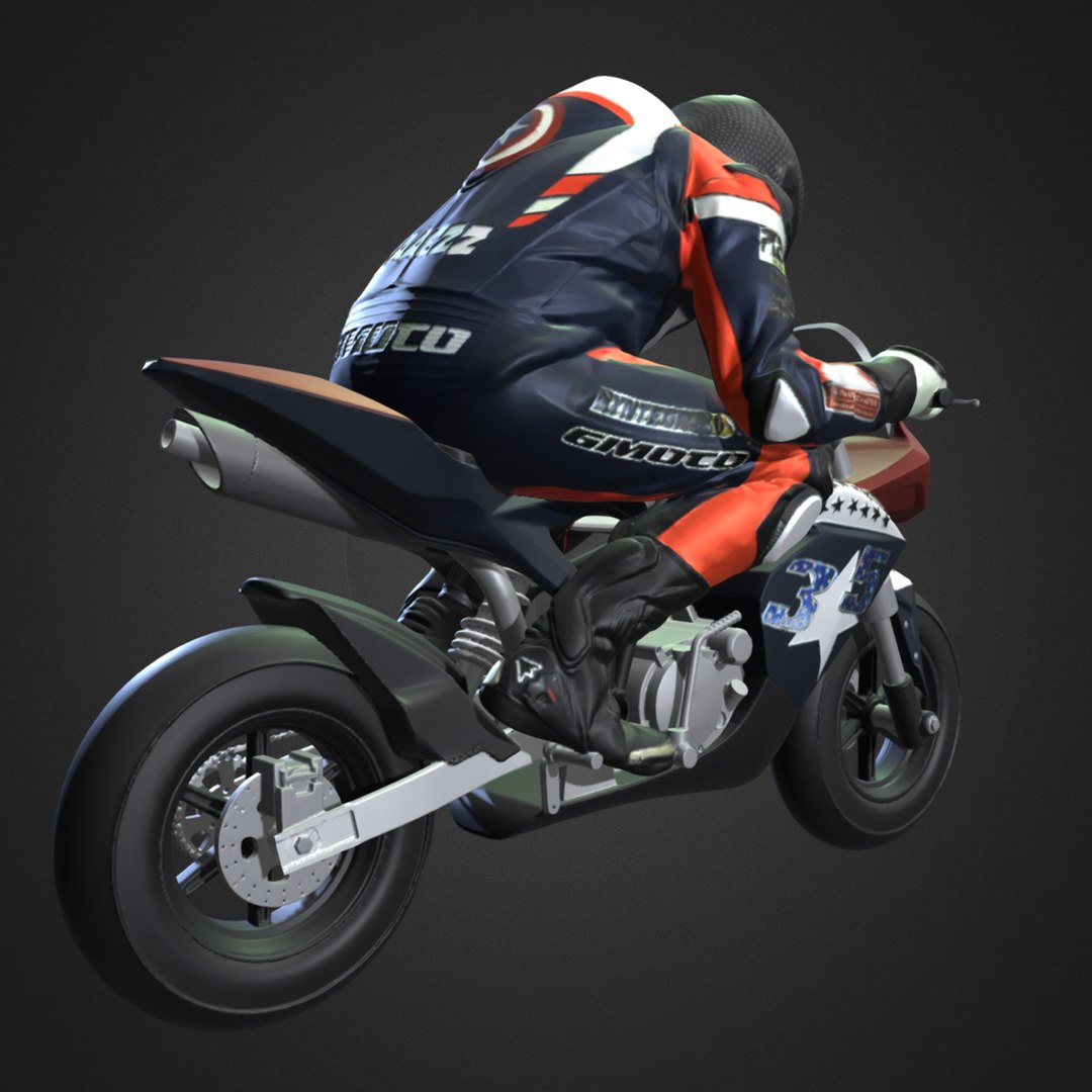 3d Model Of Racing Motorbike Driver