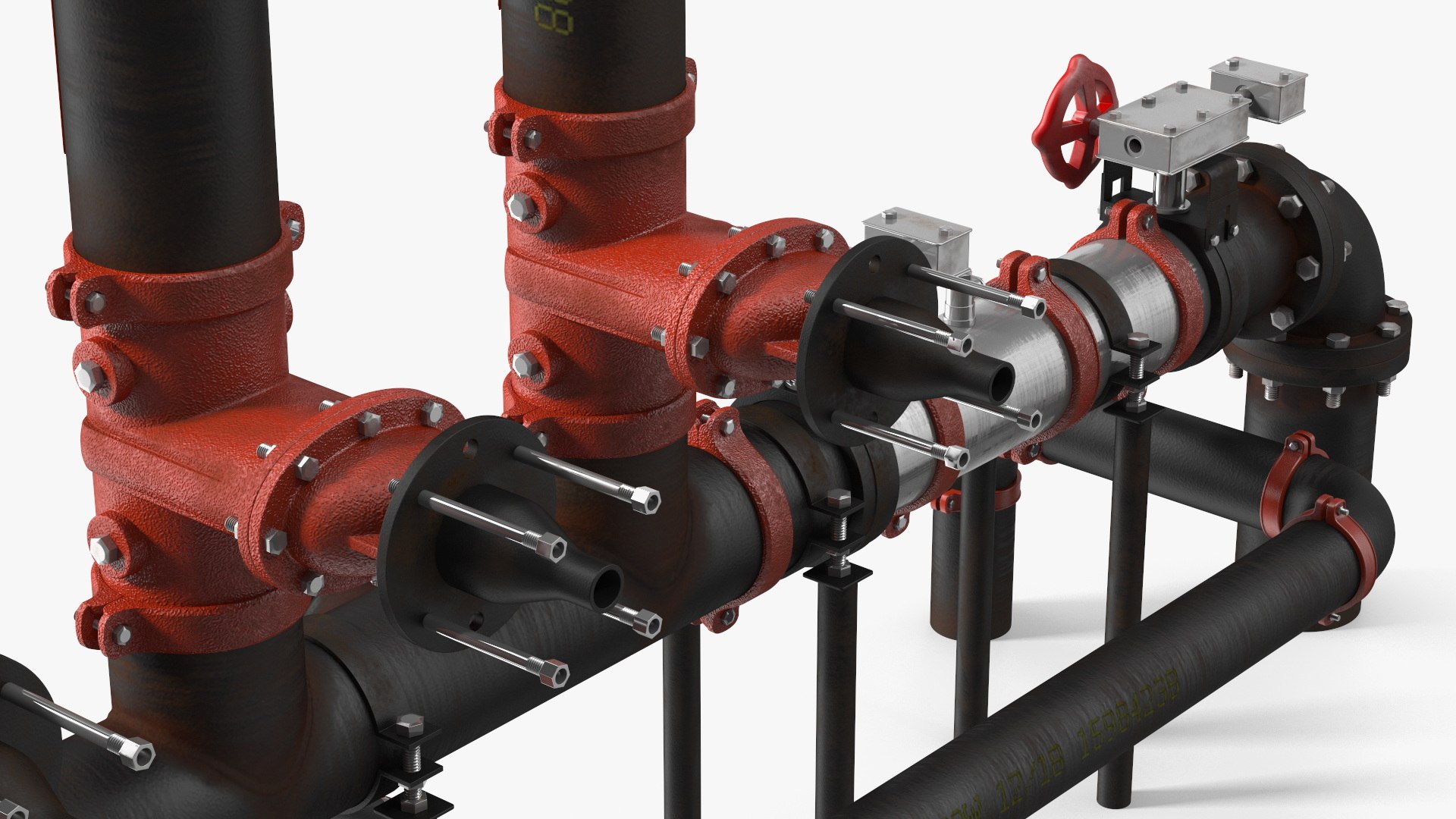 Industrial Pipe System With Valves And Gauges Model - TurboSquid 2347157