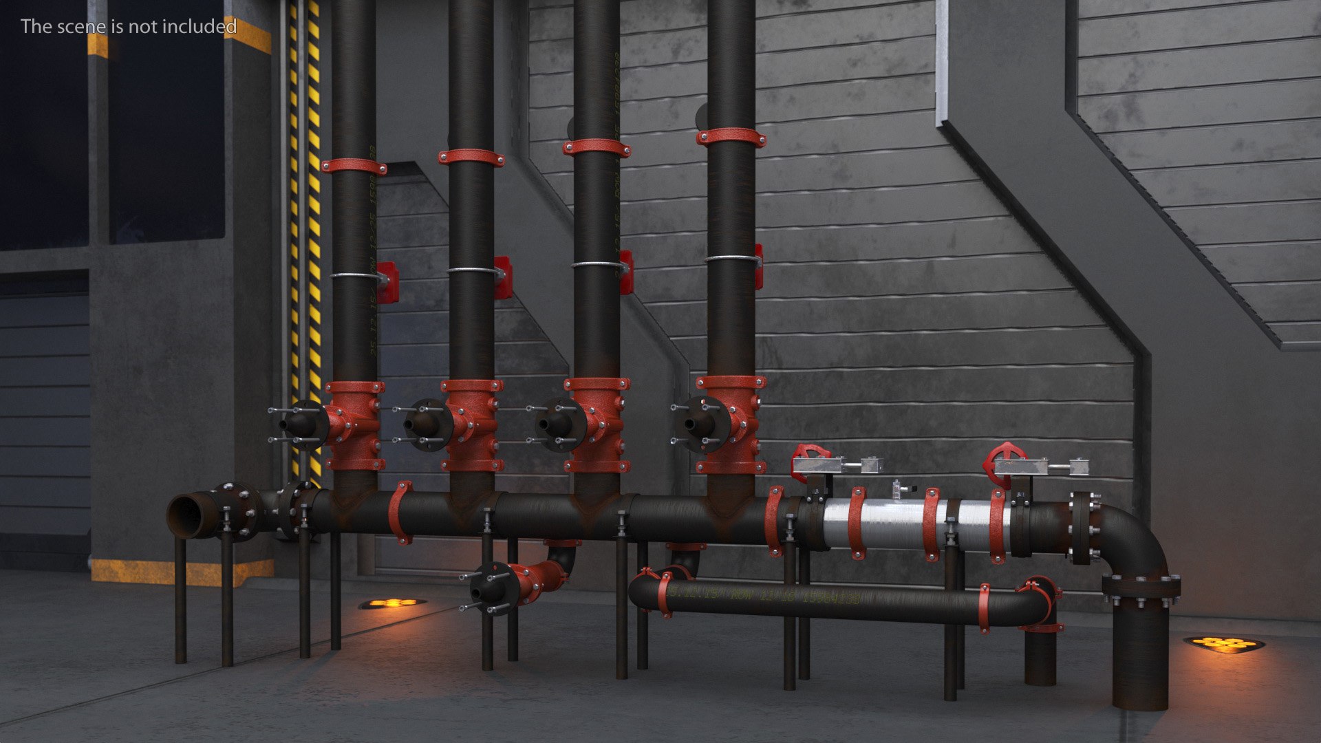 Industrial Pipe System With Valves And Gauges Model - TurboSquid 2347157