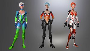 3D Low Poly Game Ready SCI Fi GIRL