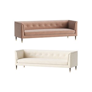 3D TUFTED CREAM WHITE VELVET SOFA