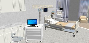 Hospital Room w Lobby 3D model