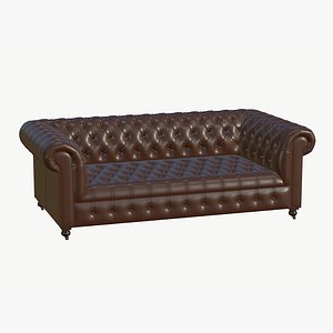 Chesterfield Leather Sofa Brown 3D model
