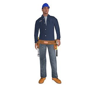 3d worker rigged man