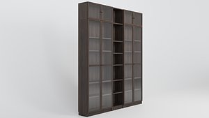 3D Modern Dark Wood Bookcase IKEA Style