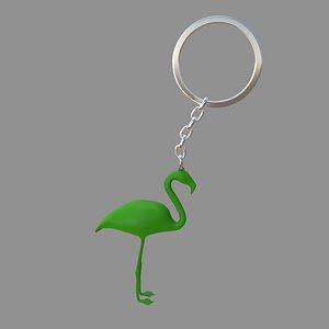 flamingo keychain Green Rubber