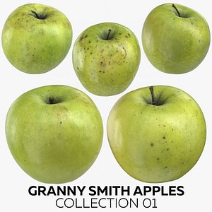 3D granny smith apples 01