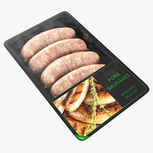 Pork sausages raw in packaging