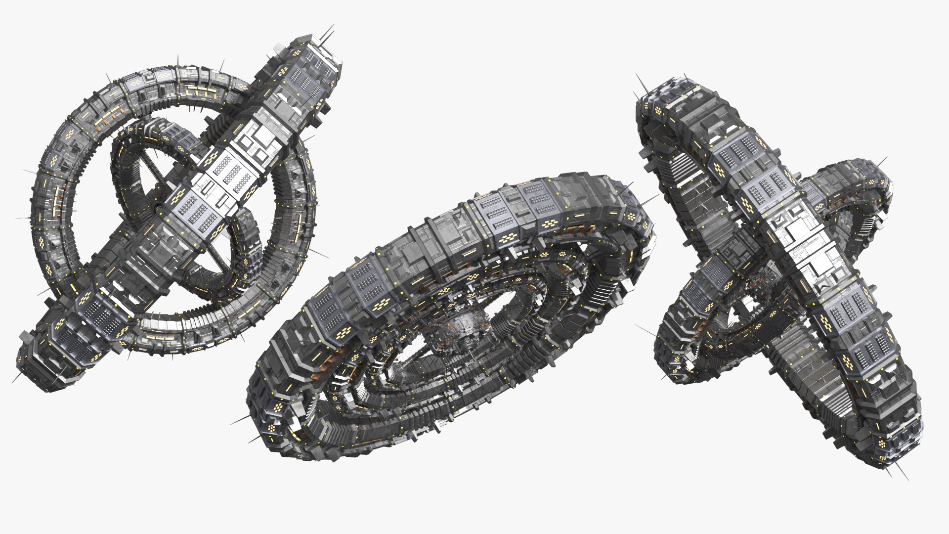 3D Rotating Space Station Ring System Animated Rigged Model ...