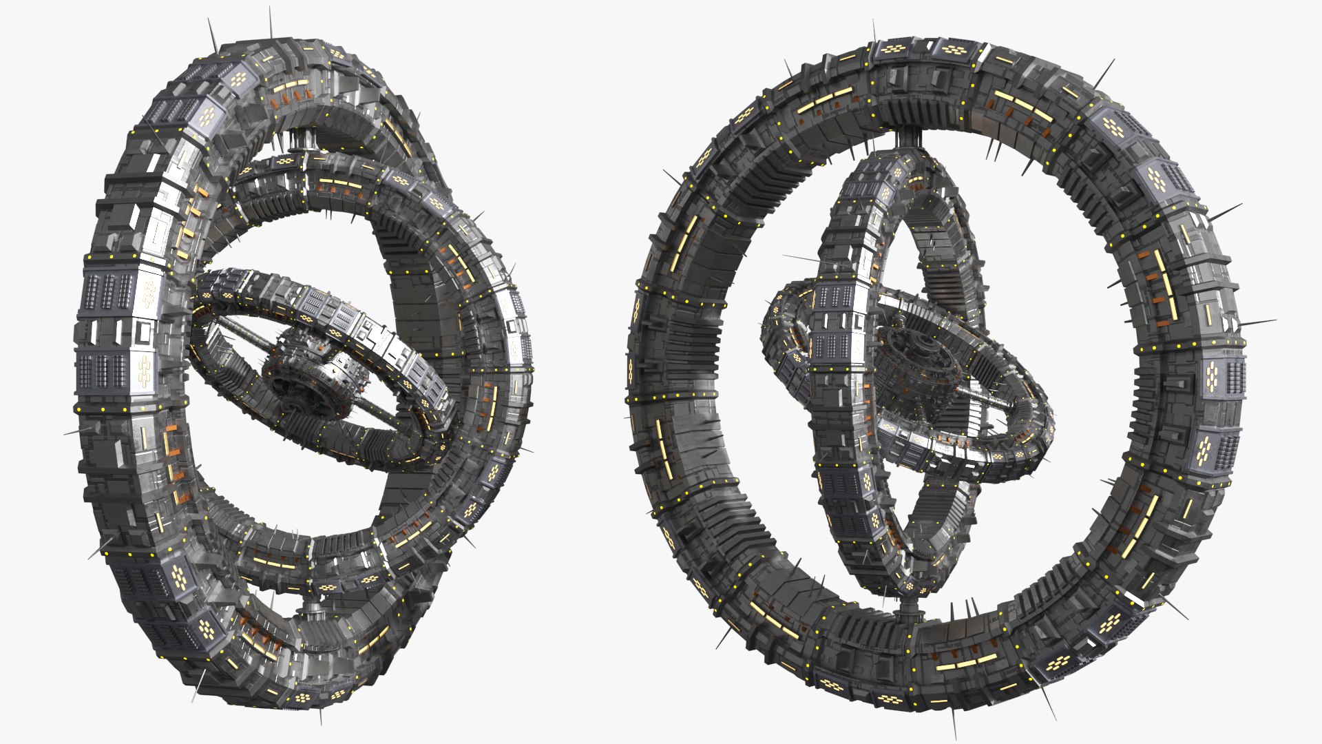 3D Rotating Space Station Ring System Animated Rigged Model ...