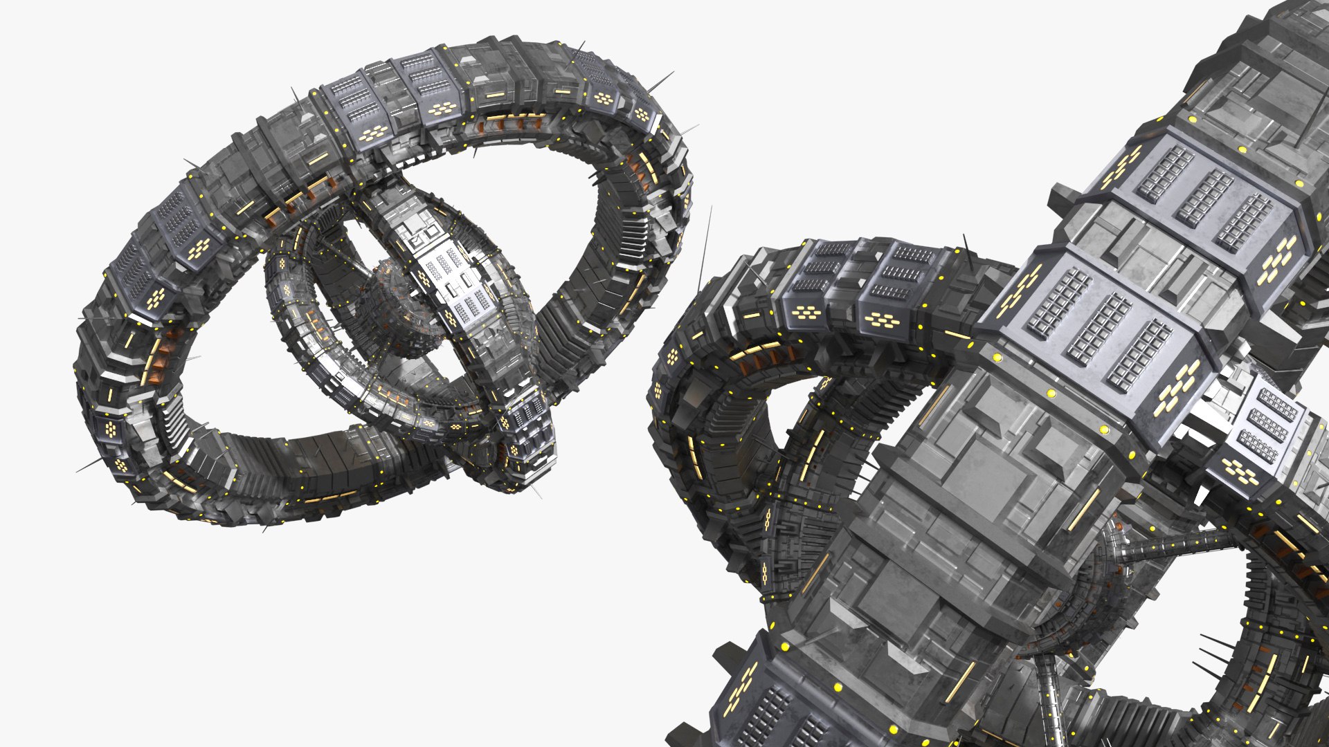 3D Rotating Space Station Ring System Animated Rigged Model ...