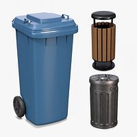 Urban Trash Management - Public Waste Bin Trio